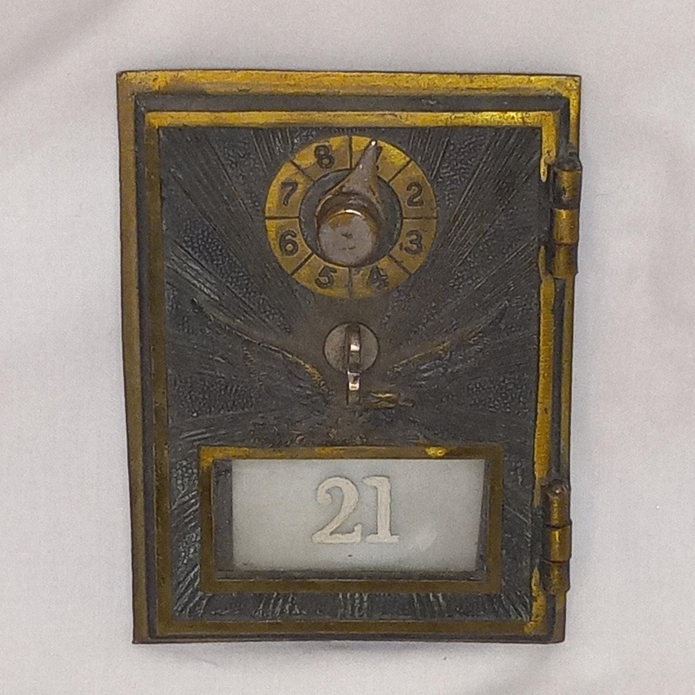 Vintage Mailbox Door Combination Lock Apartment Number 21 Brass Metal